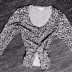 Leopard print button down scoop neck cardigan sweater